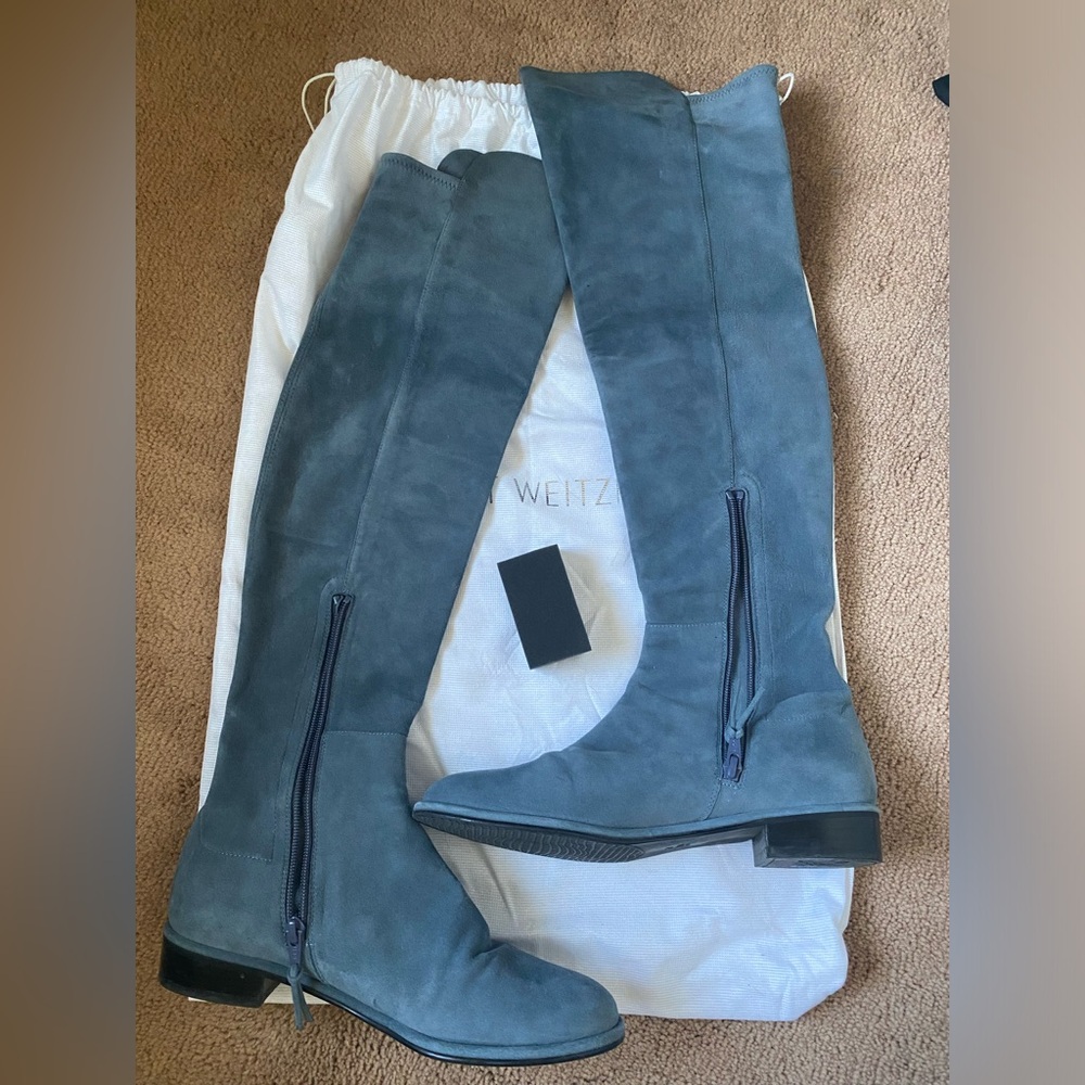 Stuart Weitzman Suede Knee Boots Light Blue Size 8